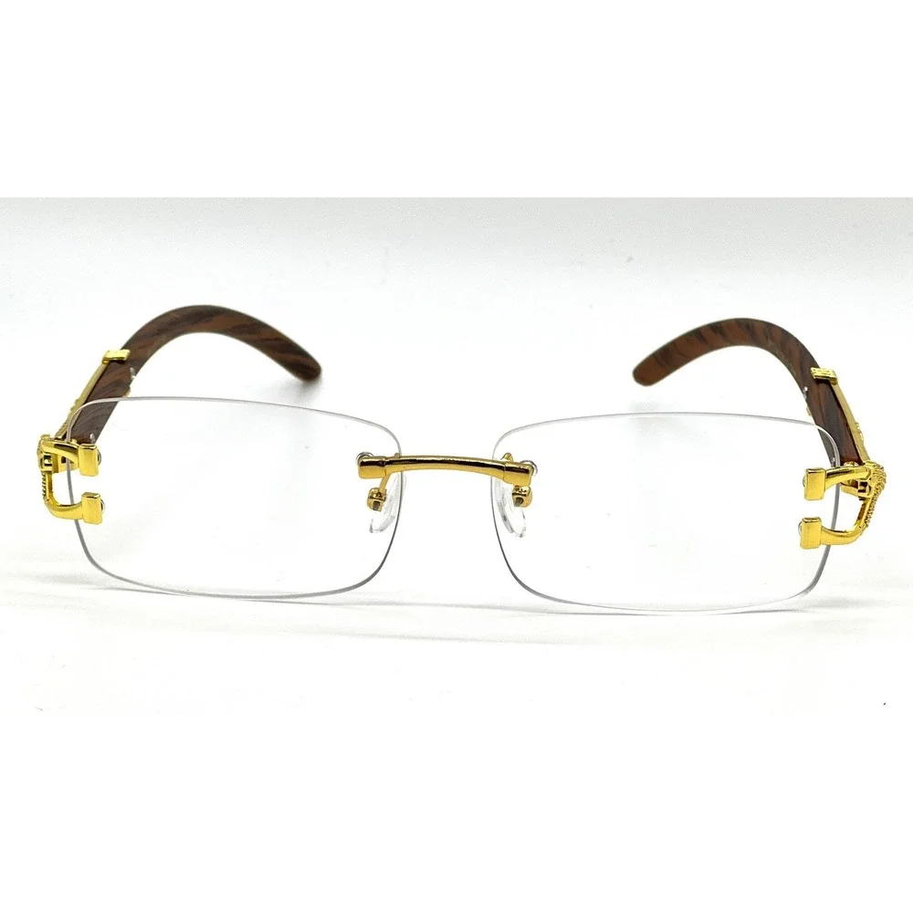 Men's Vintage Retro Rectangle Gold Clear Lens Fashion‎ Hip Hop Glasses Hip Hop